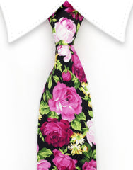 pink roses floral tie