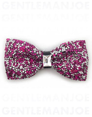 Fushcia pink crystal bow tie
