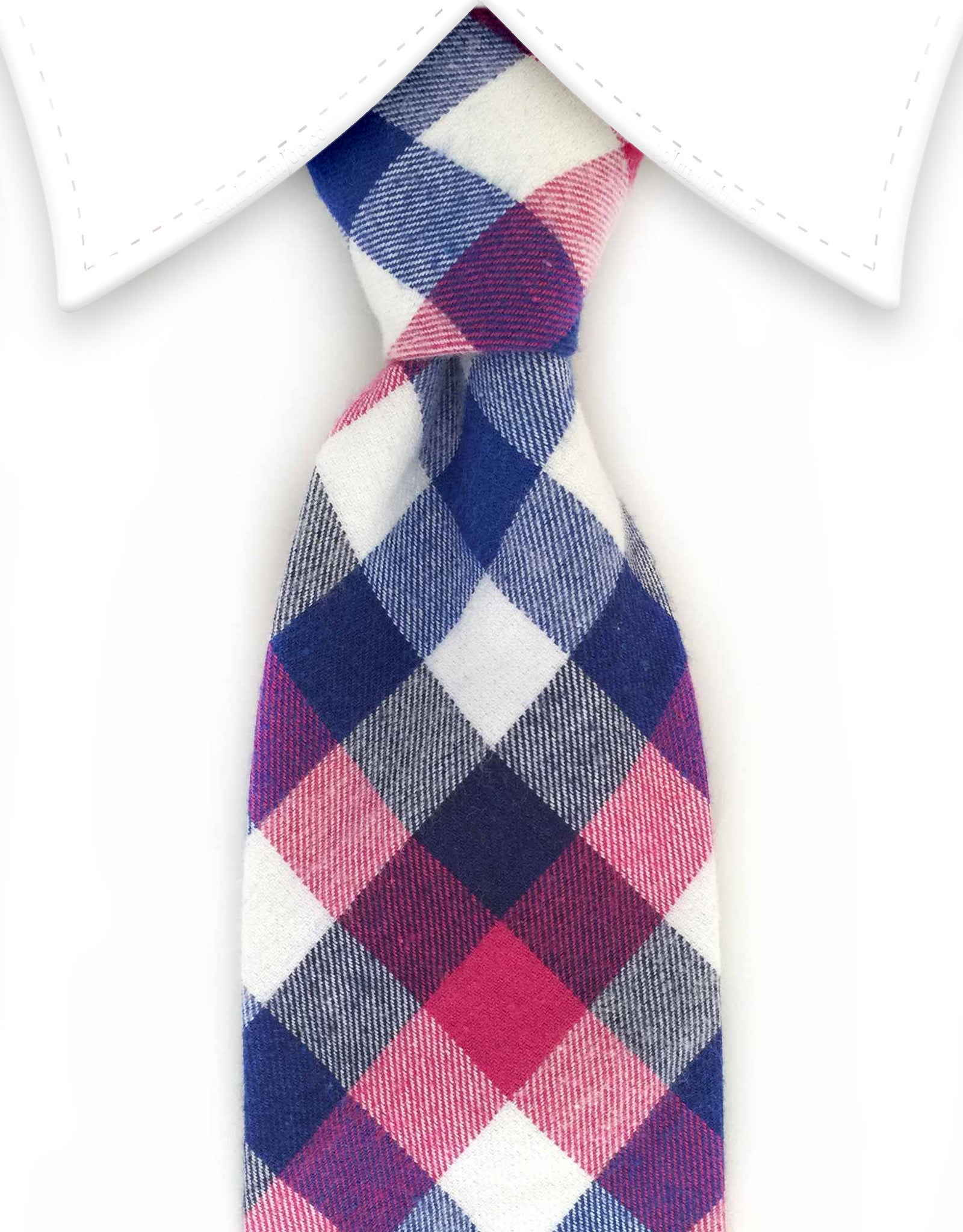 Blue white & pink cotton tie