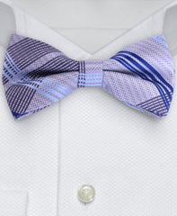 Silver & Blue Plaid Bow Tie