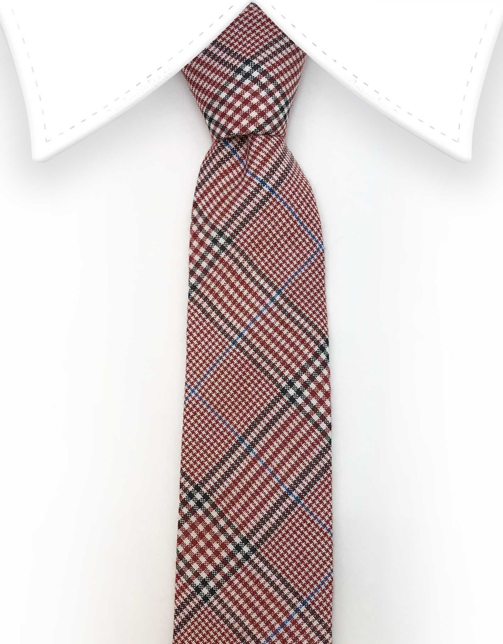 red plaid skinny tie