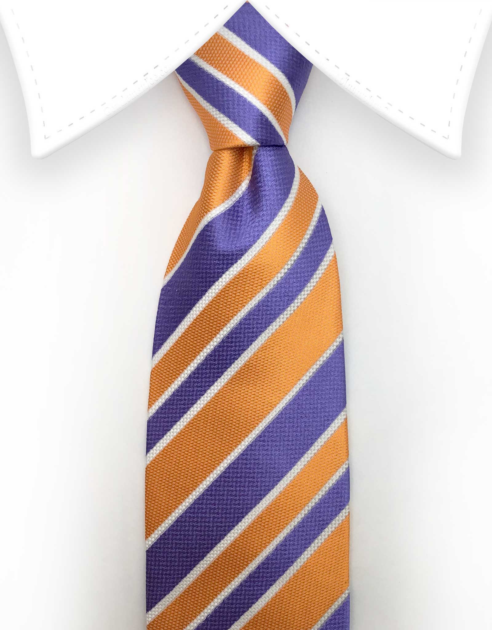 orange purple stripe tie