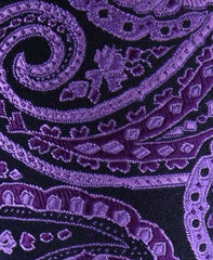 Purple & black paisley silk necktie