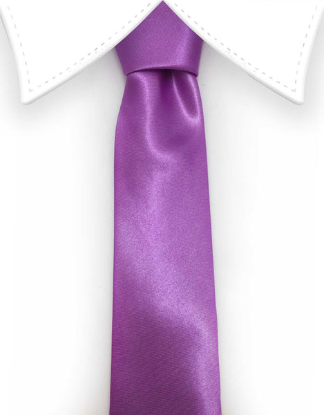 Purple Satin Skinny Tie