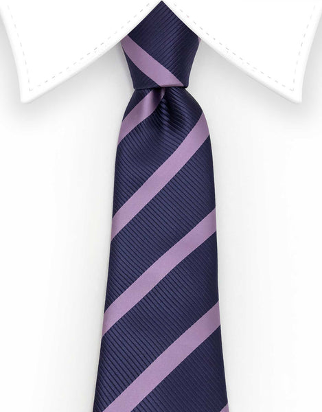Grape purple and lilac striped extra long tie