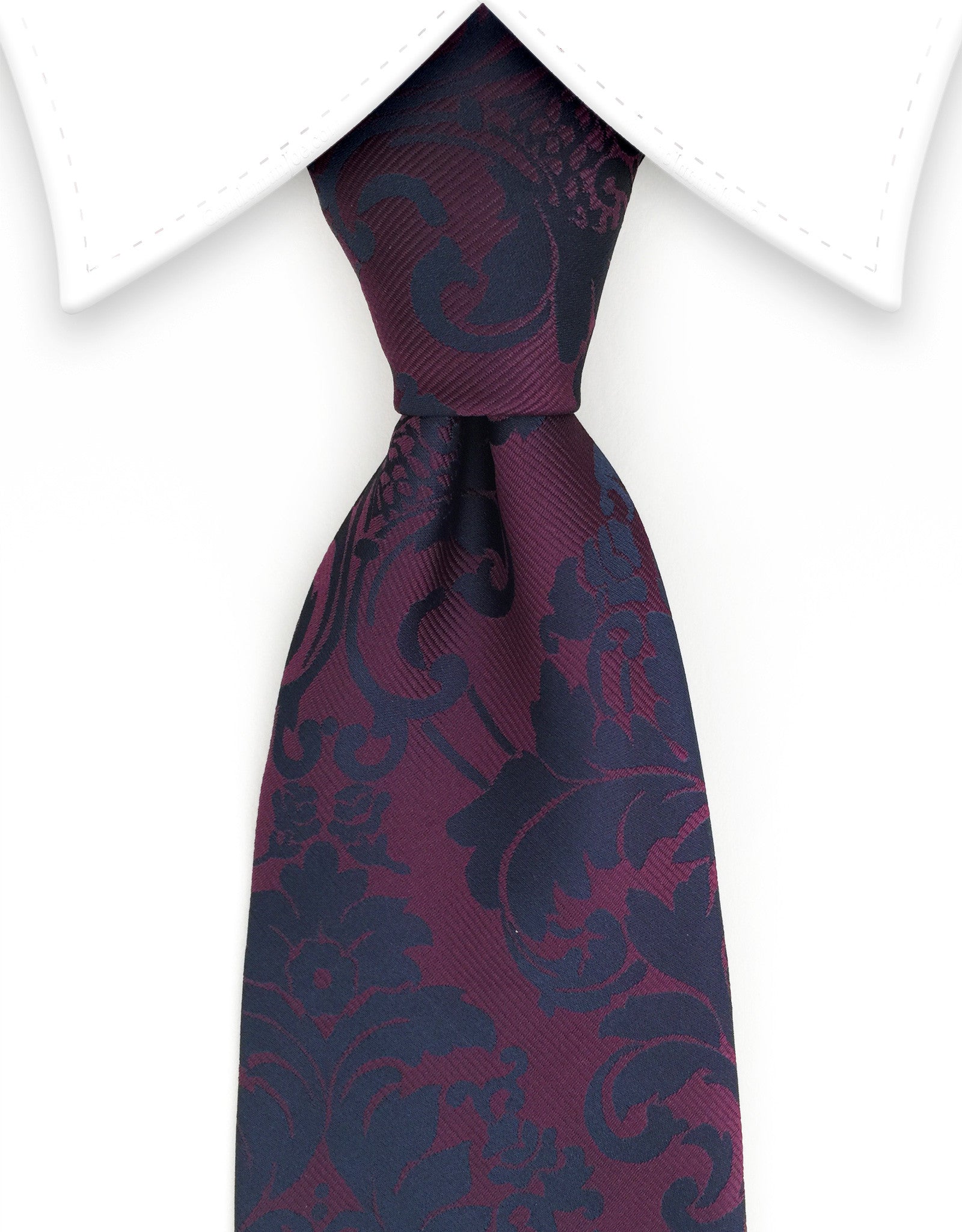 Merlot & black floral tie