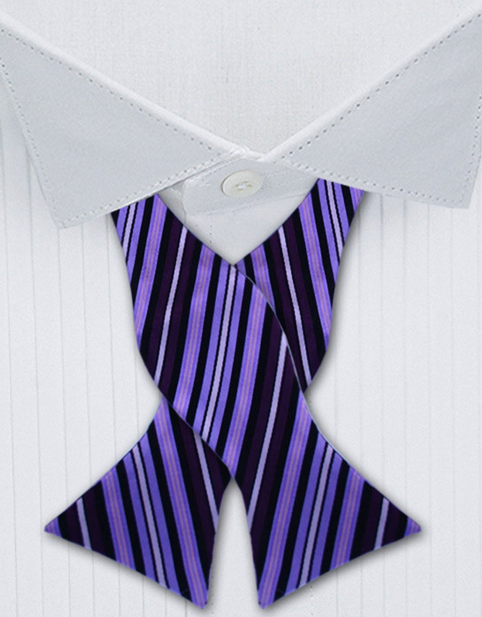 purple black silk bow tie