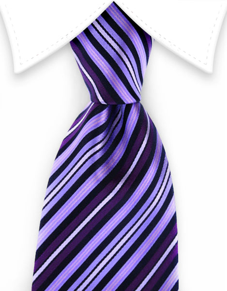 Purple, lilac, black silk tie