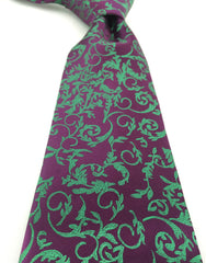 purple & green floral necktie