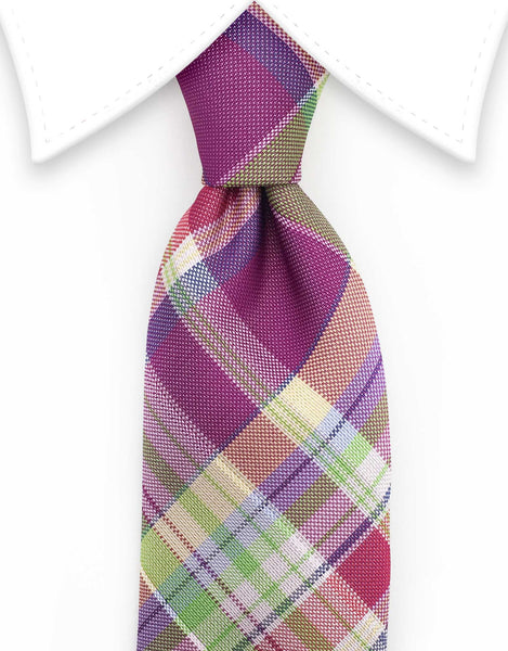 Purple Plaid Big & Tall Necktie