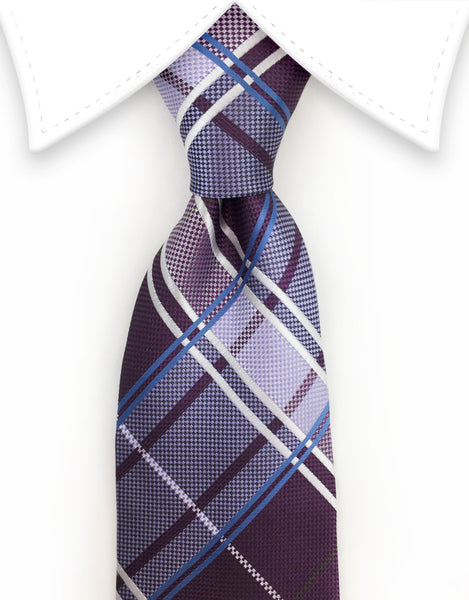 purple & blue plaid tie