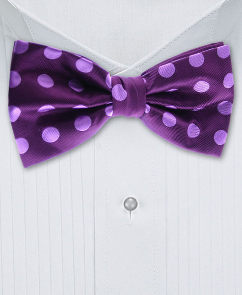 purple polka dot bow tie