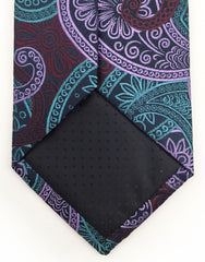 tip of purple teal paisley tie