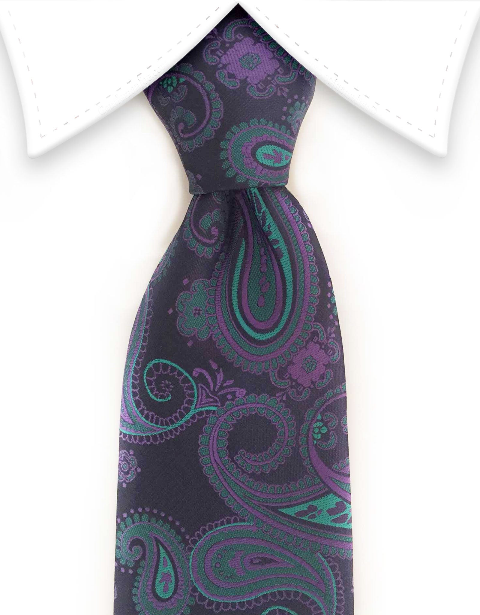purple and teal paisley tie