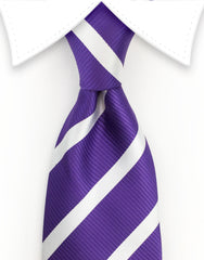 purple and white stripe ties
