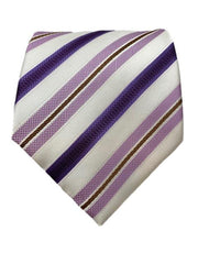 Purple & Vanilla White Striped Necktie