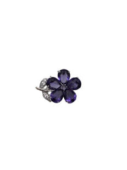 Purple or Blue Crystal Flower Lapel Pin