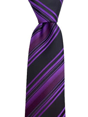 Purple & Black Striped Extra Long Tie