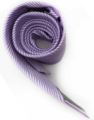 rolled up purple striped tie