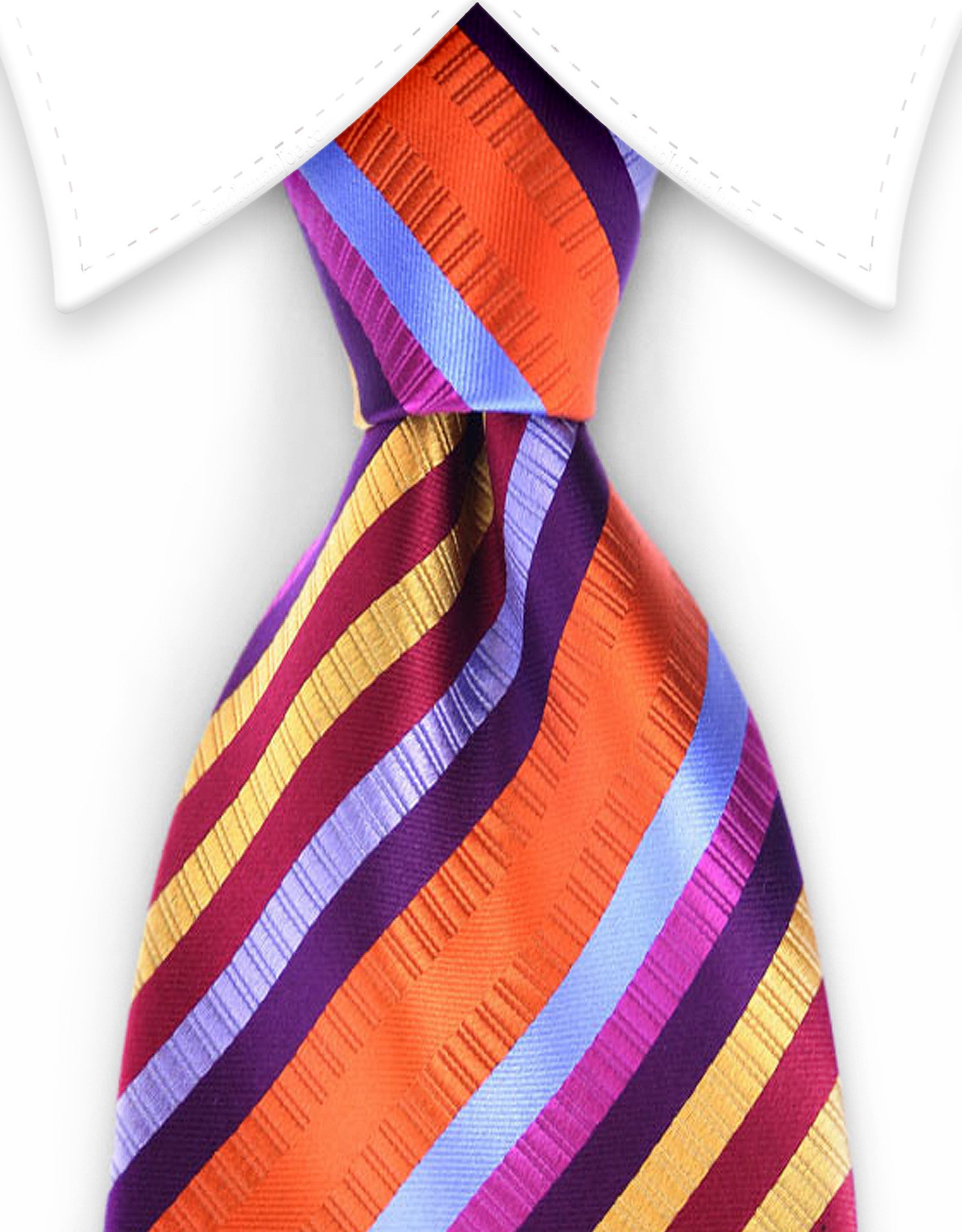 Purple And Orange Striped Neck Tie - 57" Satin Finish Microfiber Tie