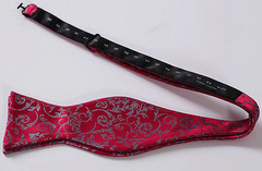 raspberry and silver floral bow tie