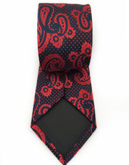 dark blue and raspberry red necktie