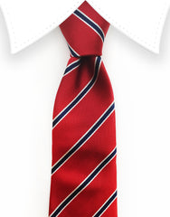 red blue and white tie