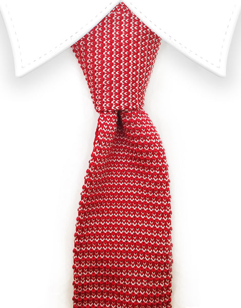red white knit tie