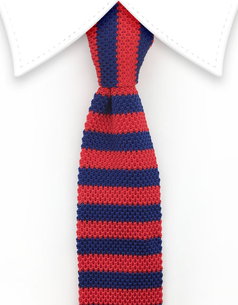 Red Blue Knit Necktie