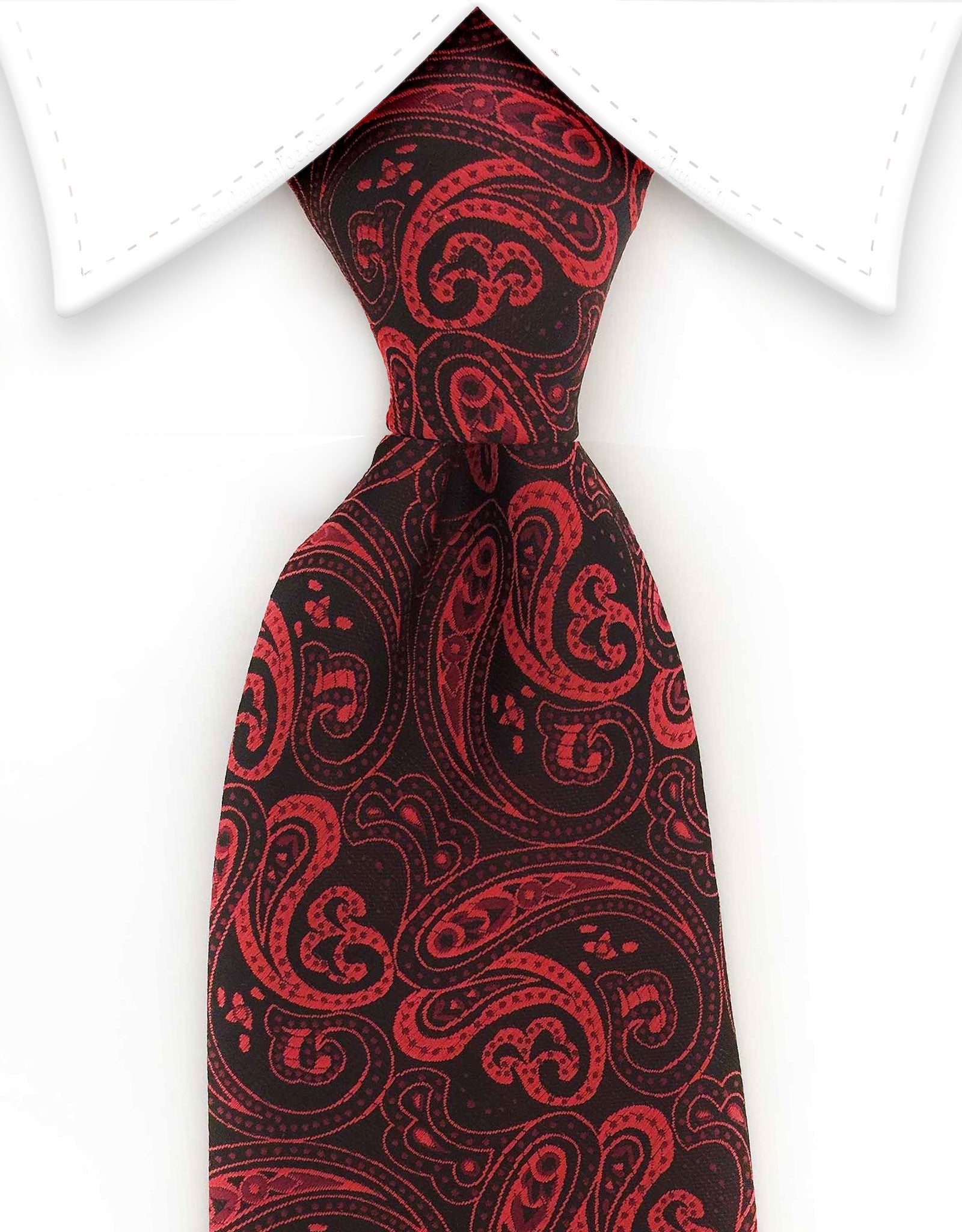 Red and black silk paisley tie