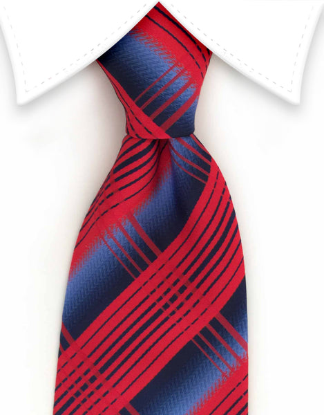 Red and blue plaid tie