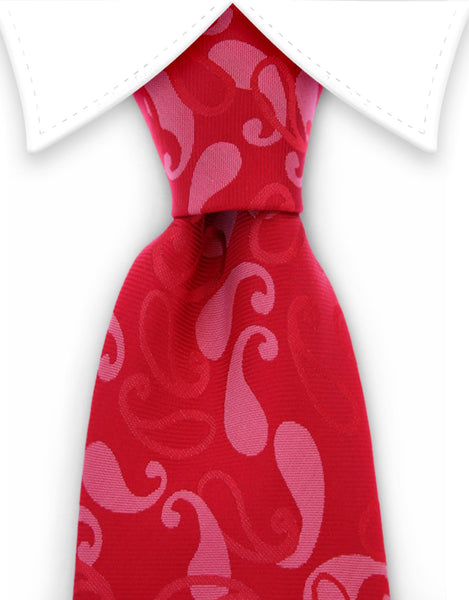 Mens red paisley necktie