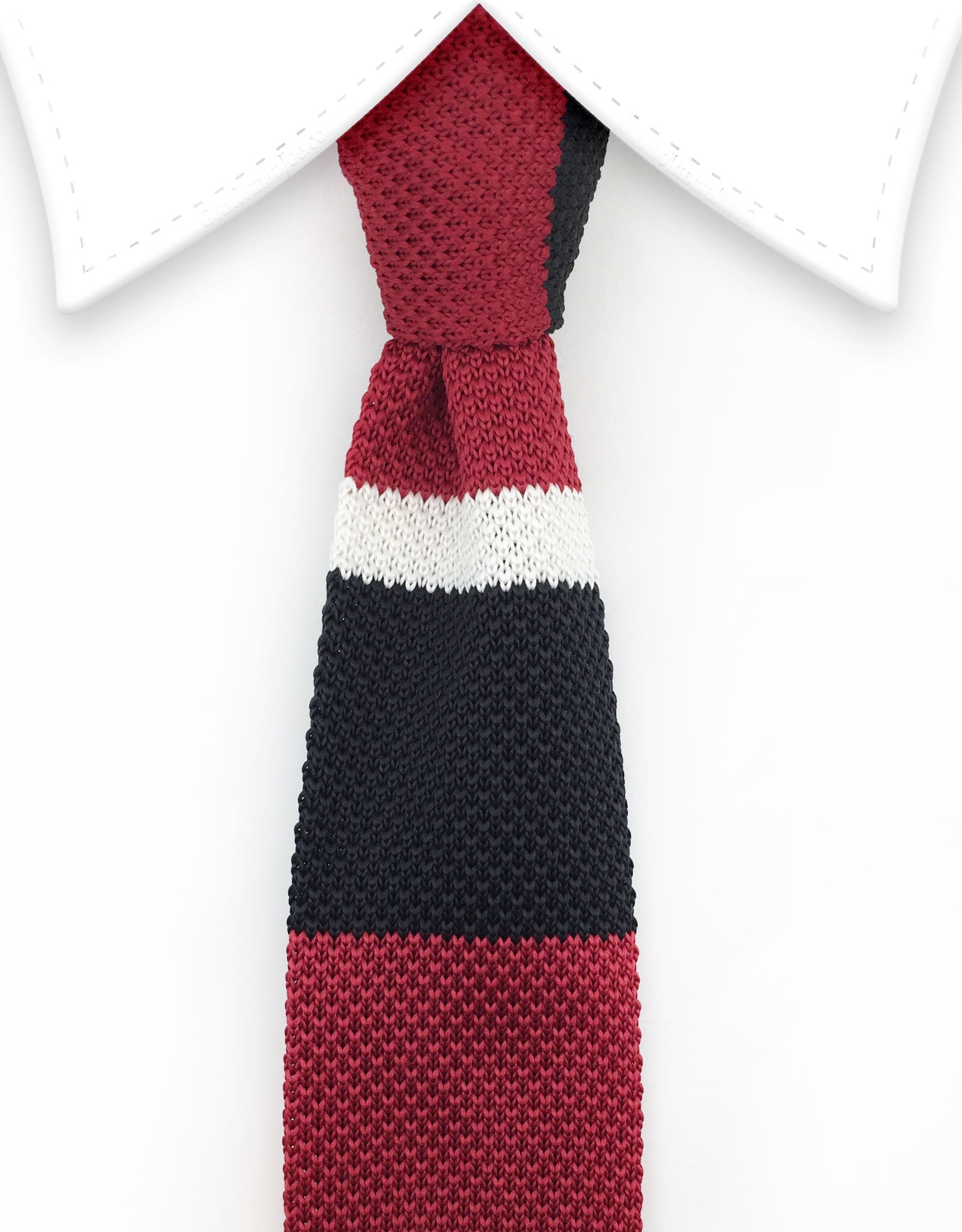 red black white knit tie