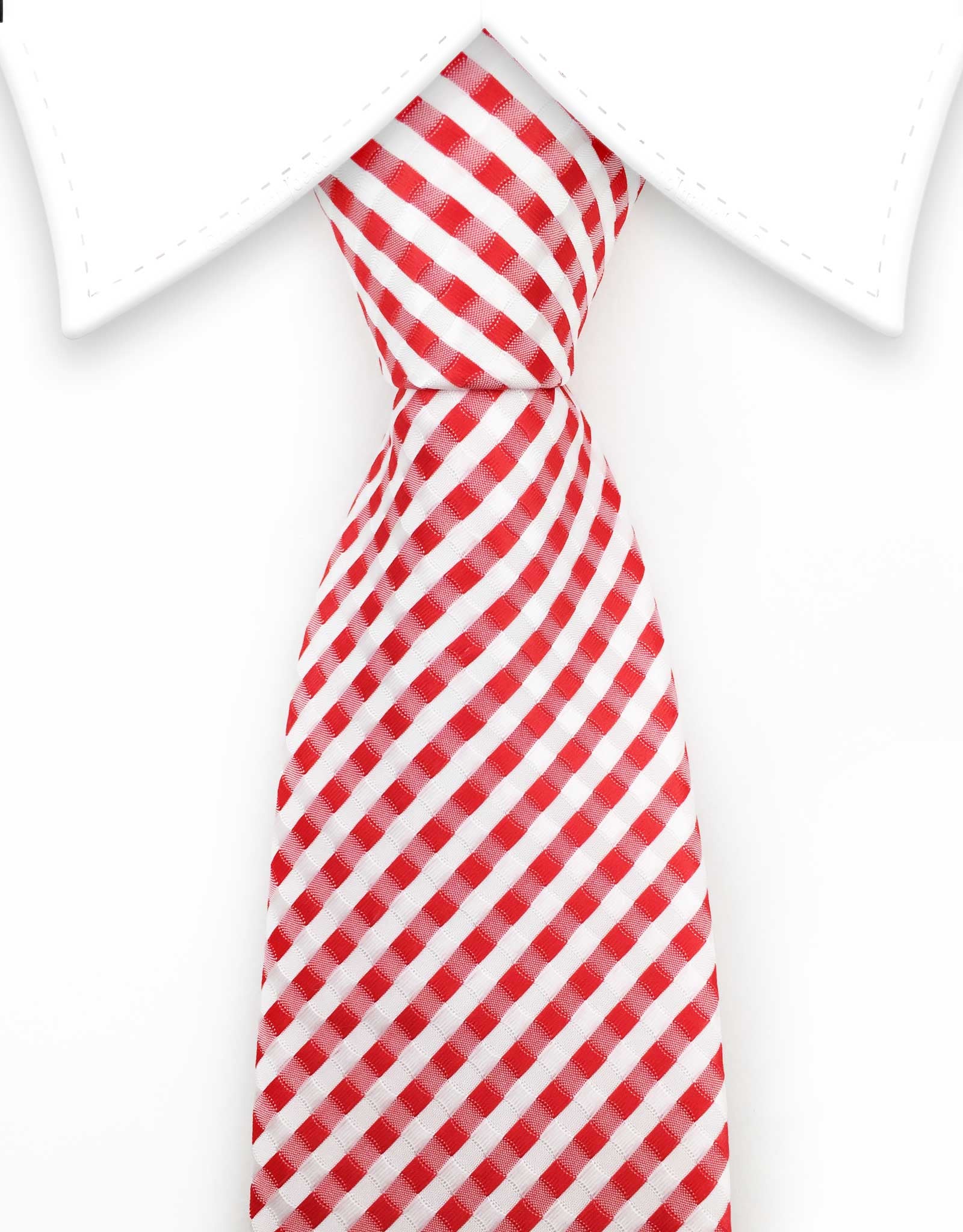 Red and white checked tie