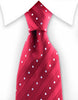 Red tie with white polka dots and stripes