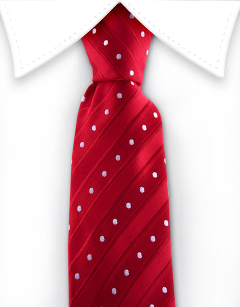 Red & White Polka Dot Narrow Tie