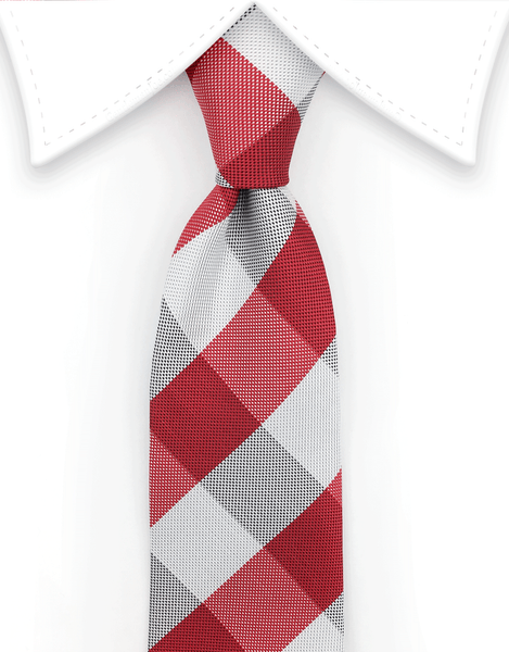 Red and White Skinny Tie