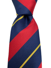 Red, Navy Blue and Yellow Striped Tie