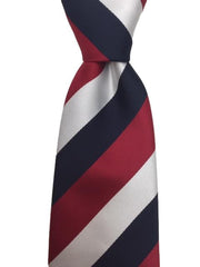 Red, White and Navy Blue Men's Striped Tie
