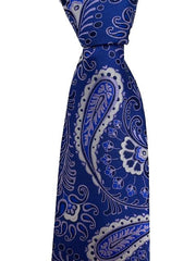 Light Royal Blue and Silver Paisley Tie