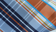 Navy, Orange & Silver Plaid Tie