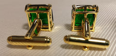 Green stone cufflinks in gold plated setting