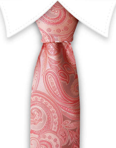 salmon pink paisley tie