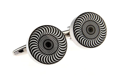 Black and white circular cufflinks