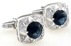 silver and crystal cuff links