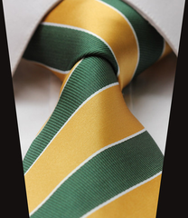 Gold and Green Striped Collegiate Tie