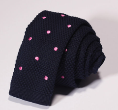 navy blue and pink dot tie