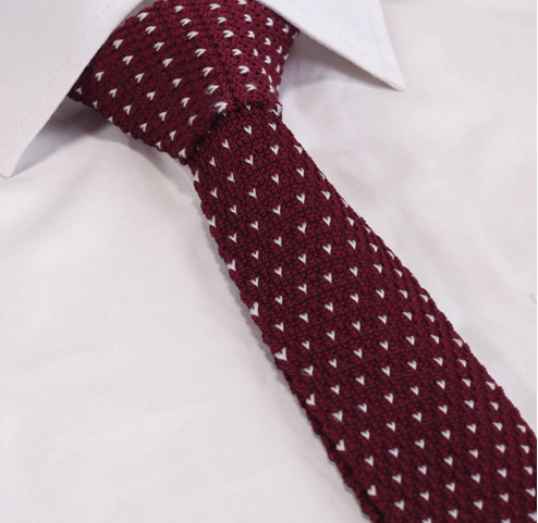 Burgundy Wine Knitted Tie with White Flecks
