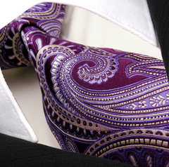 purple paisley silk necktie