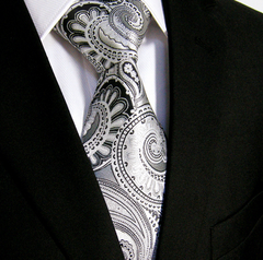Silver Floral Tie